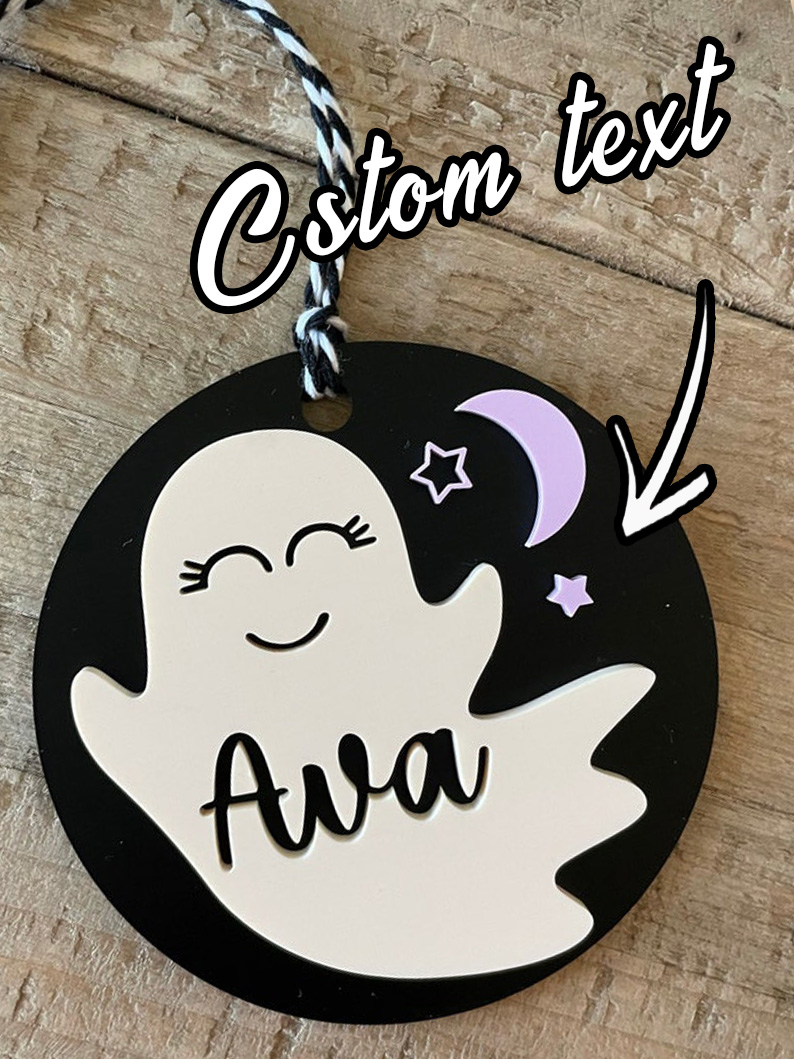 Ghost Round Acrylic Name Tag
